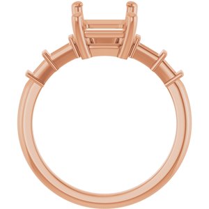 10K Rose Gold 10x7 mm Emerald Ring Mounting – image 4