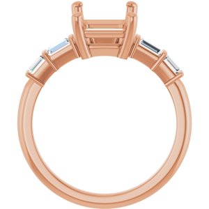 14K Rose Gold 10x7 mm Emerald 1/4 CTW Lab-Grown Diamond Semi-Set Ring – image 4