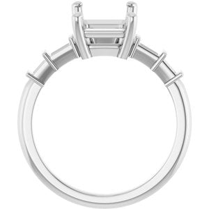 Platinum 10x7 mm Emerald Ring Mounting – image 4