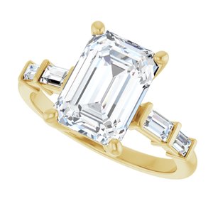 14K Yellow Gold 10x7 mm Emerald Ring Mounting – image 8