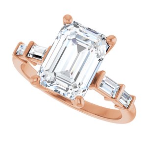 14K Rose Gold 10x7 mm Emerald 1/4 CTW Lab-Grown Diamond Semi-Set Ring – image 8