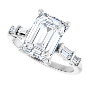 Platinum 10x7 mm Emerald Ring Mounting – image 8