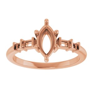 10K Rose Gold 8.5x4.5 mm Marquise Ring Mounting – image 6