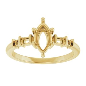 14K Yellow Gold 8.5x4.5 mm Marquise Ring Mounting – image 6