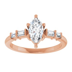 18K Rose Gold 8.5x4.5 mm Marquise Ring Mounting – image 5