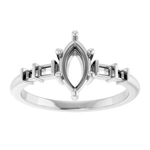 14K X1 White Gold 8.5x4.5 mm Marquise Ring Mounting – image 6