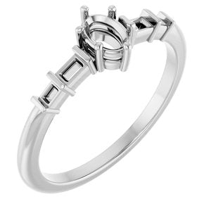 14K White Gold 5x3.5 mm Oval Ring Mounting – image 2