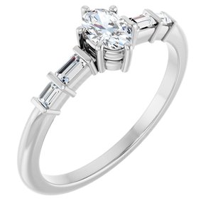 14K X1 White Gold 5x3.5 mm Oval Ring Mounting