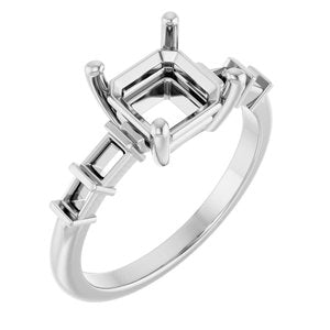 Continuum Sterling Silver 7x7 mm Asscher Ring Mounting – image 2