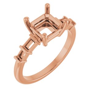 10K Rose Gold 7x7 mm Asscher Ring Mounting – image 2