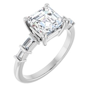 Continuum Sterling Silver 7x7 mm Asscher Ring Mounting