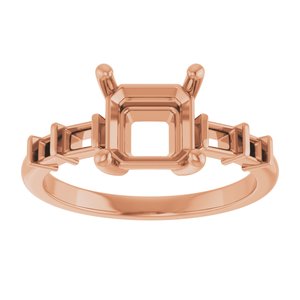 18K Rose Gold 7x7 mm Asscher Ring Mounting – image 6