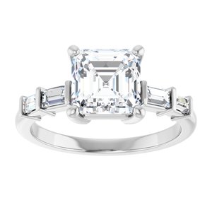 Sterling Silver 7x7 mm Asscher Ring Mounting – image 5