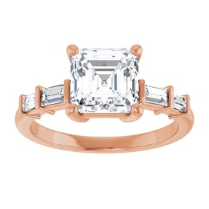 10K Rose Gold 7x7 mm Asscher Ring Mounting – image 5