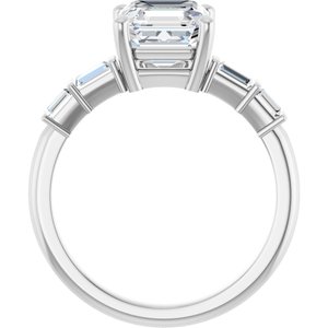 10K White Gold 7x7 mm Asscher Ring Mounting – image 3