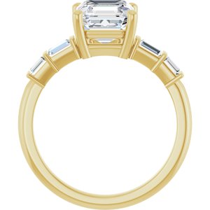 18K Yellow Gold 7x7 mm Asscher Ring Mounting – image 3