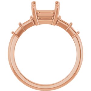 18K Rose Gold 7x7 mm Asscher Ring Mounting – image 4