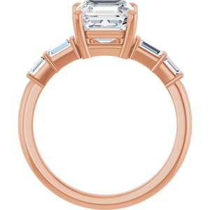 10K Rose Gold 7x7 mm Asscher Ring Mounting – image 3