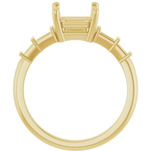 18K Yellow Gold 7x7 mm Asscher Ring Mounting – image 4