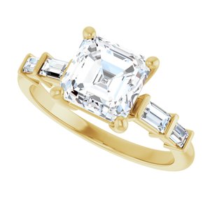 18K Yellow Gold 7x7 mm Asscher Ring Mounting – image 8
