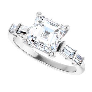 14K X1 White Gold 7x7 mm Asscher Ring Mounting – image 8