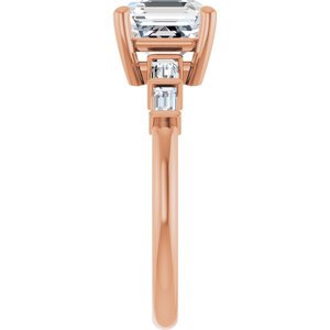 10K Rose Gold 7x7 mm Asscher Ring Mounting – image 7
