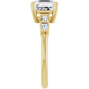 18K Yellow Gold 7x7 mm Asscher Ring Mounting – image 7