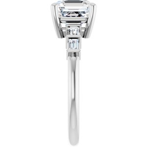 10K White Gold 7x7 mm Asscher Ring Mounting – image 7