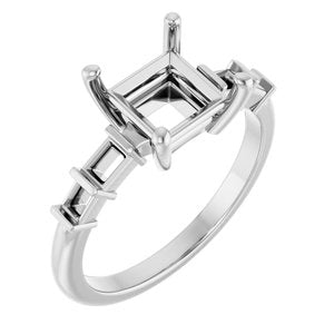 10K White Gold 6.5x6.5 mm Square Ring Mounting – image 2