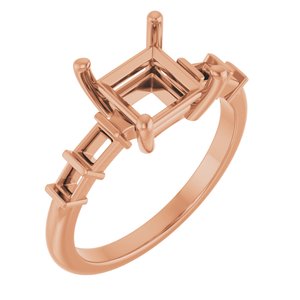 18K Rose Gold 6.5x6.5 mm Square Ring Mounting – image 2