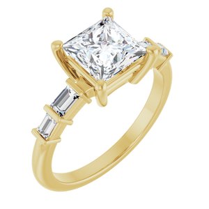 10K Yellow Gold 6.5x6.5 mm Square Ring Mounting