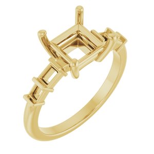 18K Yellow Gold 6.5x6.5 mm Square Ring Mounting – image 2