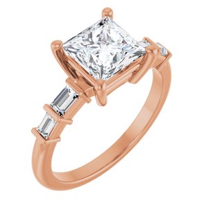 14K Rose Gold 6.5x6.5 mm Square Ring Mounting