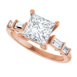 14K Rose Gold 6.5x6.5 mm Square Ring Mounting – image 8