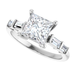 18K White Gold 6.5x6.5 mm Square Ring Mounting – image 8