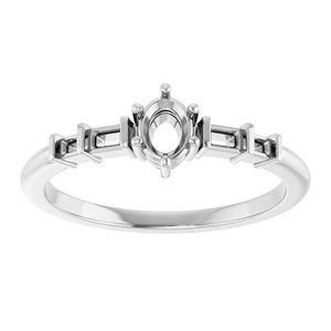18K White Gold 4.5x3.5 mm Oval Ring Mounting – image 6