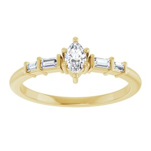 14K Yellow Gold 5x3 mm Marquise Ring Mounting – image 5