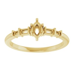 18K Yellow Gold 5x3 mm Marquise Ring Mounting – image 6