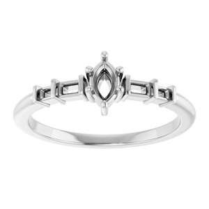 14K White Gold 5x3 mm Marquise Ring Mounting – image 6