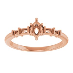 14K Rose Gold 5x3 mm Marquise Ring Mounting – image 6