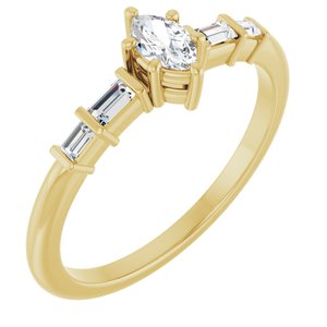 18K Yellow Gold 5x3 mm Marquise Ring Mounting