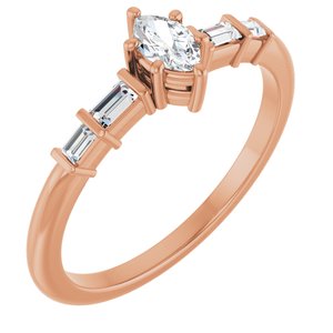 10K Rose Gold 5x3 mm Marquise Ring Mounting