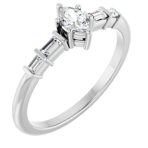 14K White Gold 5x3 mm Marquise Ring Mounting
