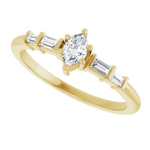 14K Yellow Gold 5x3 mm Marquise Ring Mounting – image 8