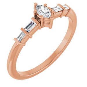 10K Rose Gold 4.5x2.5 mm Marquise Ring Mounting