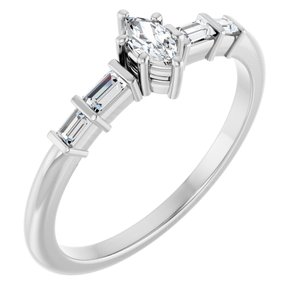 Sterling Silver 4.5x2.5 mm Marquise Ring Mounting