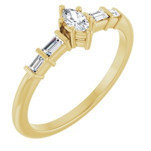 14K Yellow Gold 4.5x2.5 mm Marquise Ring Mounting