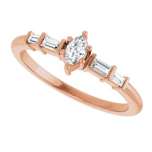 14K Rose Gold 4.5x2.5 mm Marquise Ring Mounting – image 8