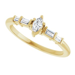 14K Yellow Gold 4.5x2.5 mm Marquise Ring Mounting – image 8