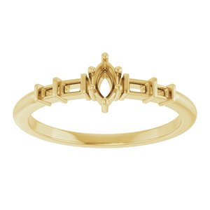 14K Yellow Gold 4.5x2.5 mm Marquise Ring Mounting – image 6